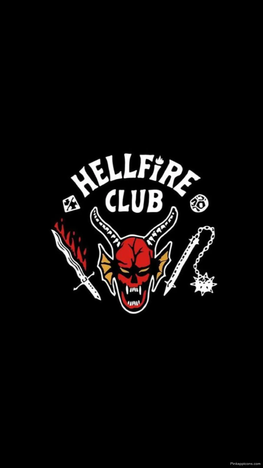Stranger Things Wallpaper Official Hellfire Club Logo for Phone Showcasing the Iconic DD Inspired Design Stranger Things Wallpaper Official Hellfire Club Logo for Phone, Showcasing the Iconic D&D-Inspired Design.