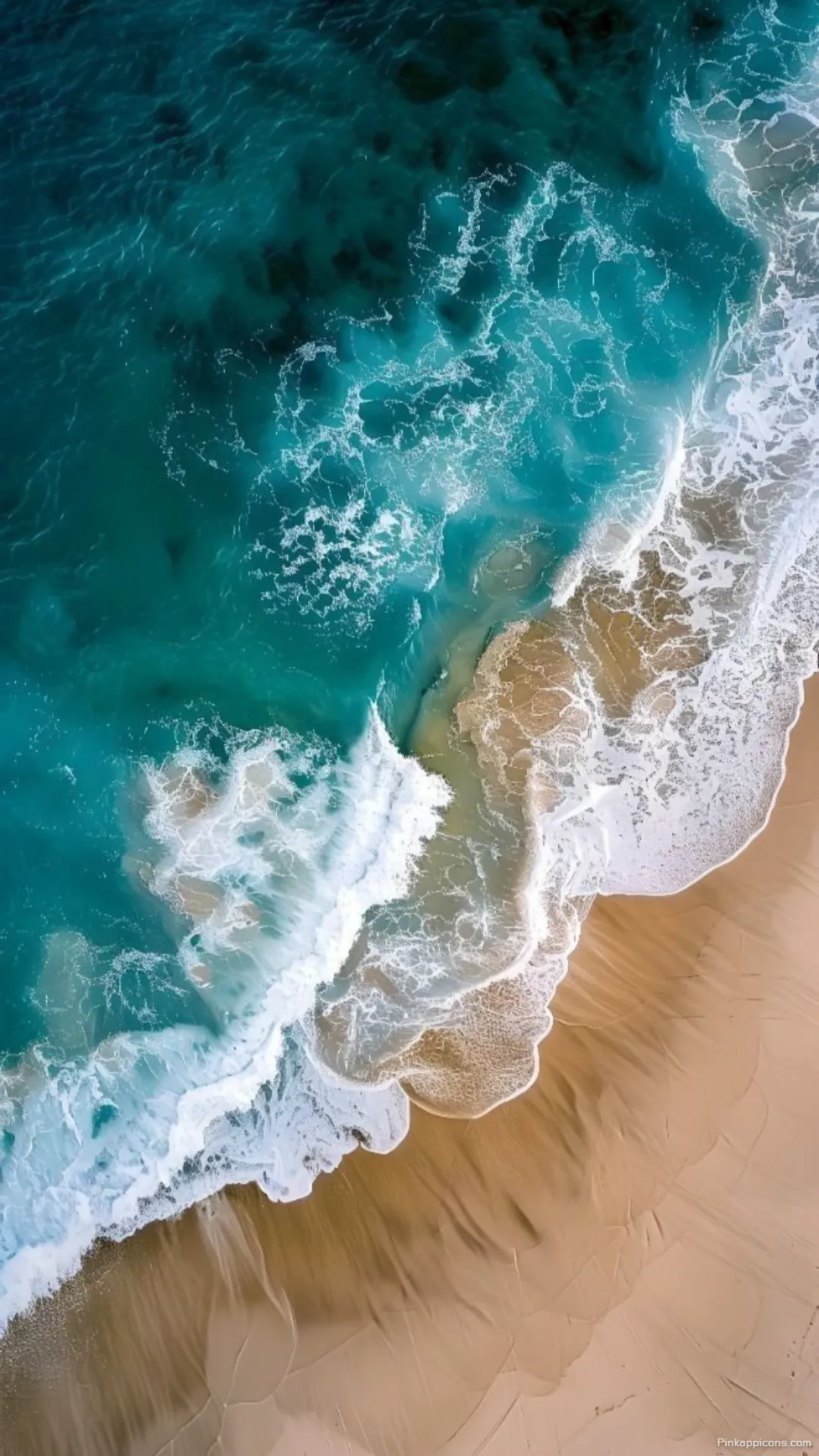Stunning Coastal Ocean Wallpaper Vibrant Blue Waters Meet Textured Sands in a Serene Phone Display Background Stunning Coastal Ocean Wallpaper Vibrant Blue Waters Meet Textured Sands in a Serene Phone Display Background