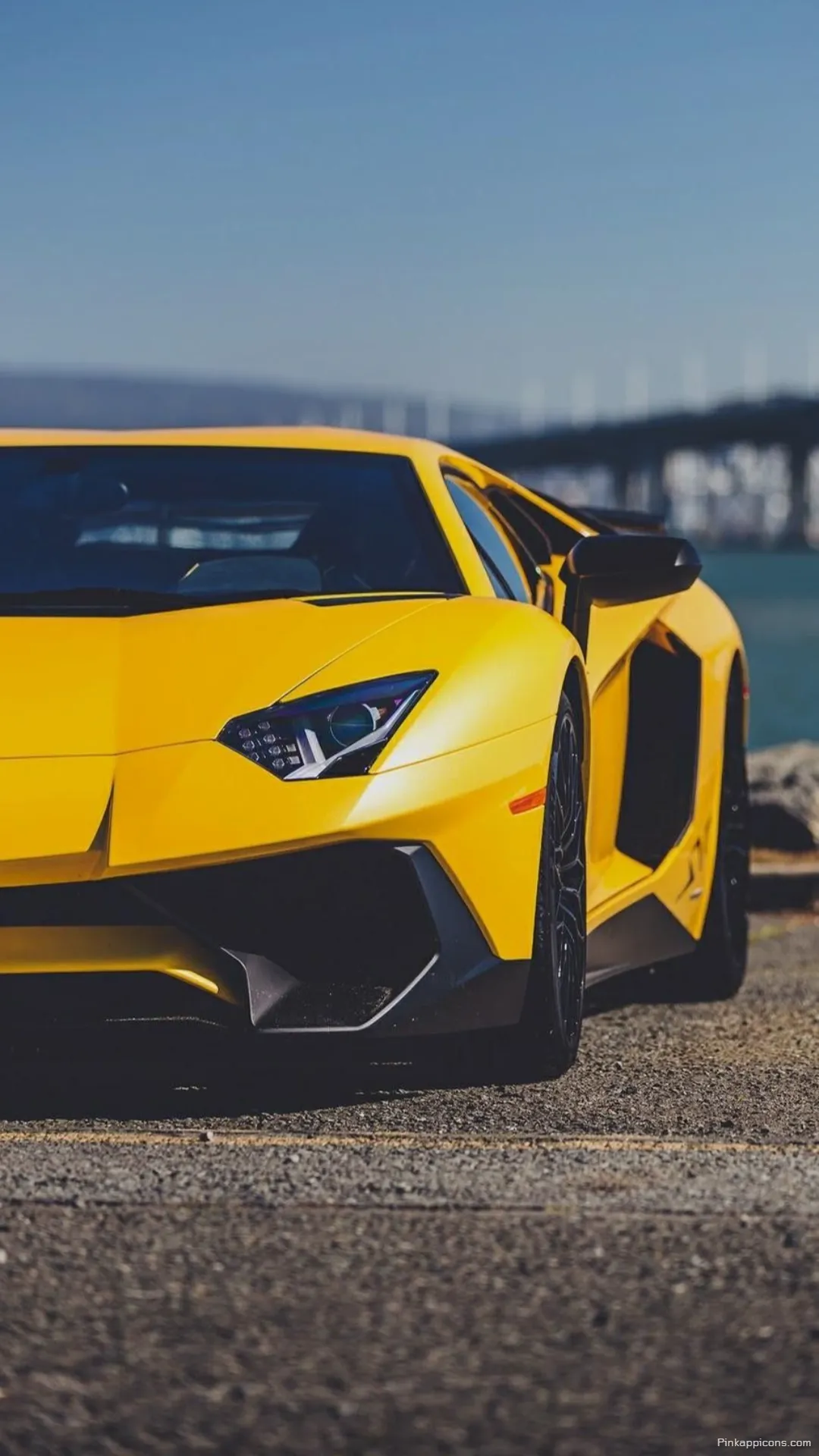 Stunning Lamborghini Wallpaper Bright Yellow Aventador by the Ocean with Bridge View for Mobile Stunning Lamborghini Wallpaper Bright Yellow Aventador by the Ocean with Bridge View for Mobile