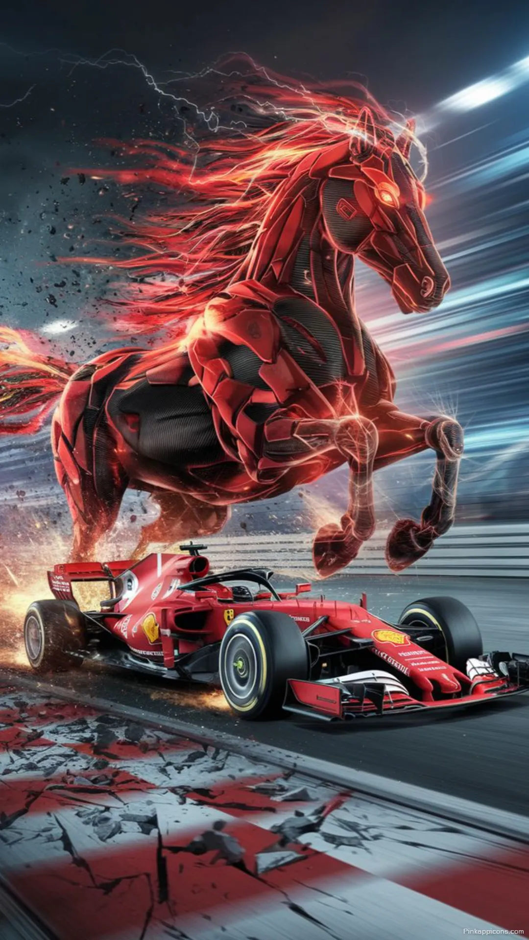 Untamed Power Ferrari Wallpaper Red F1 car and a blazing mechanical horse signify raw force a thrilling phone background wallpaper Copy Untamed Power Ferrari Wallpaper Red F1 car and a blazing mechanical horse signify raw force, a thrilling phone background wallpaper – Copy