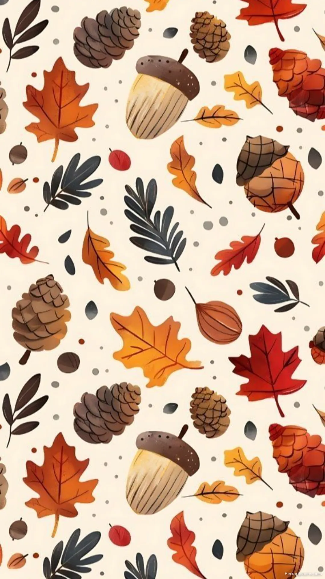 Vibrant Autumn Wallpaper Design with Natures Treasures Leaves Acorns Pinecones for Your Phone Vibrant Autumn Wallpaper Design with Nature’s Treasures Leaves, Acorns, Pinecones for Your Phone