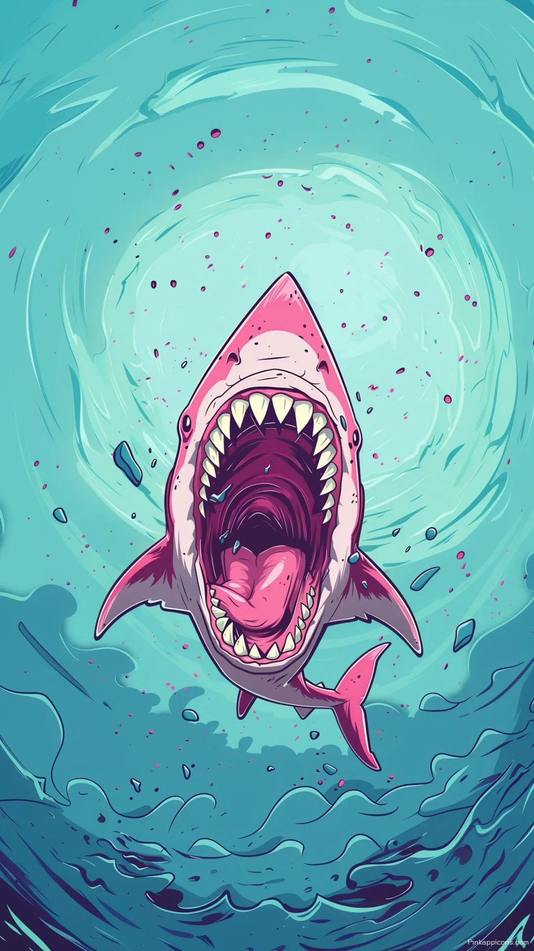 Vibrant Pink Cartoon Shark Wallpaper Funky Predator with Open Mouth Cool Phone Wallpaper Vibrant Pink Cartoon Shark Wallpaper Funky Predator with Open Mouth Cool Phone Wallpaper