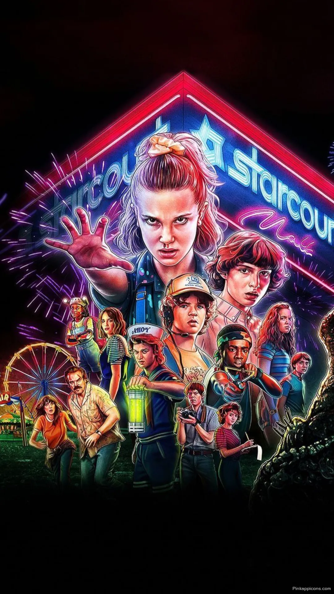 Vibrant Stranger Things Wallpaper for Phone Starcourt Mall Full Cast from Season 3 Adventure Vibrant Stranger Things Wallpaper for Phone Starcourt Mall & Full Cast from Season 3 Adventure.