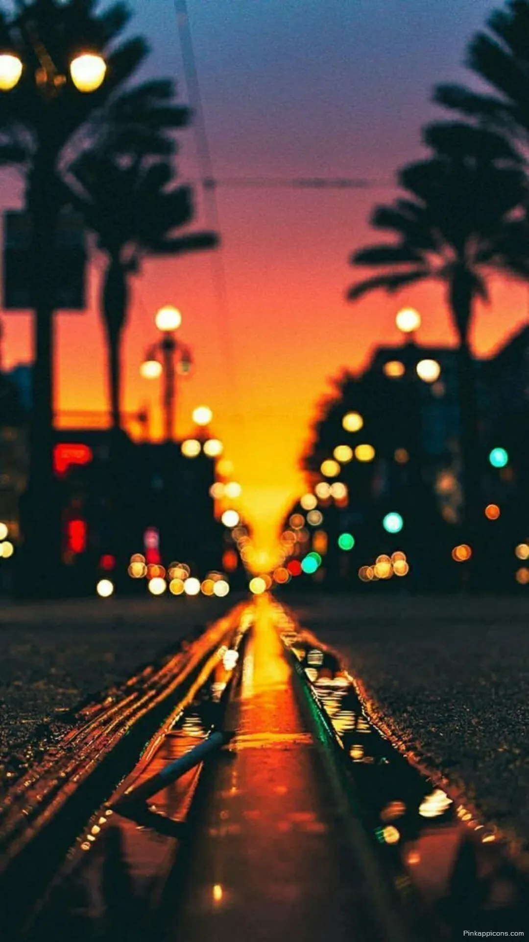 Vibrant Sunset Blurry Wallpapers City Lights Reflective Tram Tracks Phone Wallpaper Vibrant Sunset Blurry Wallpapers City Lights & Reflective Tram Tracks Phone Wallpaper.