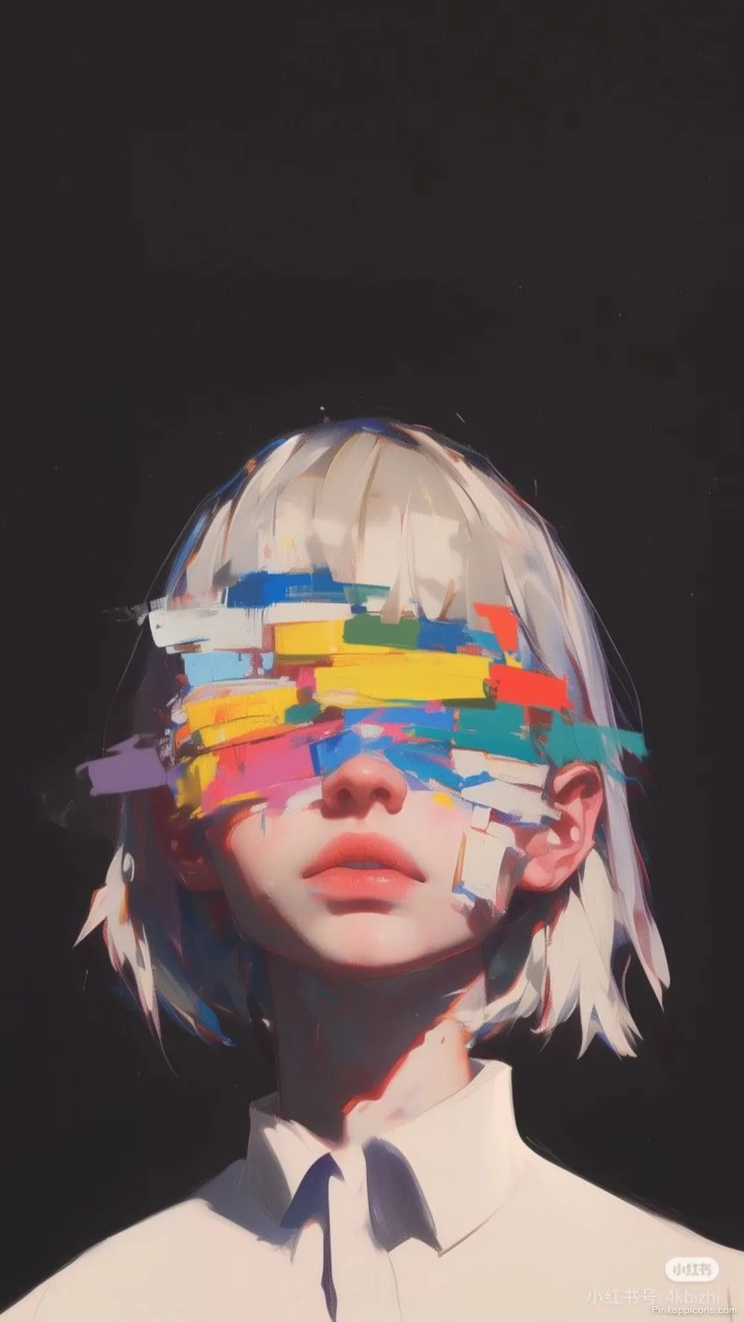 Vibrant paint strokes obscure her gaze in this artistic and mysterious dark anime wallpaper 4K for your phone Vibrant paint strokes obscure her gaze in this artistic and mysterious dark anime wallpaper 4K for your phone.