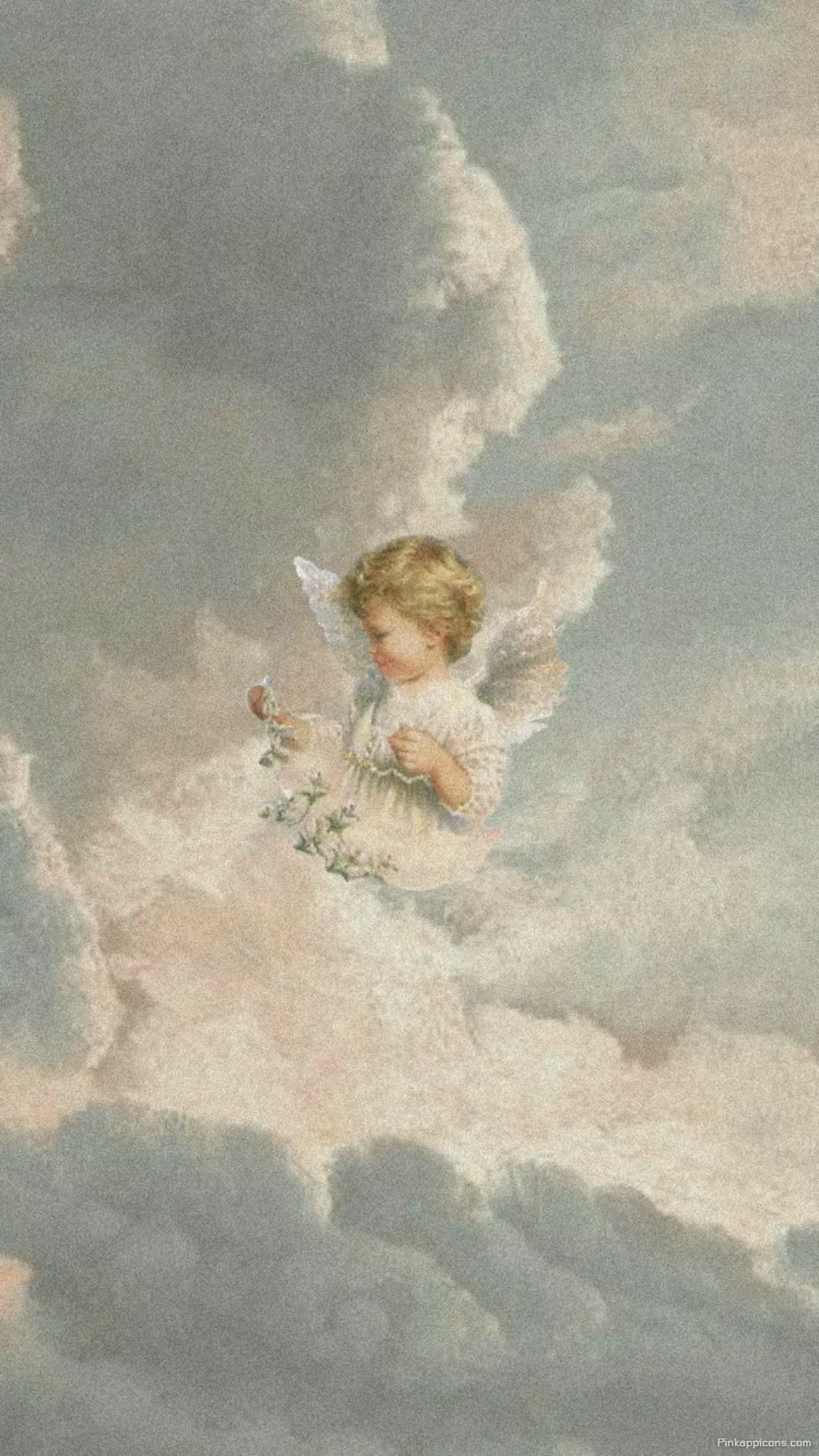 Vintage cherub angel wallpaper from a classical painting a beautiful phone wallpaper Vintage cherub angel wallpaper from a classical painting, a beautiful phone wallpaper.