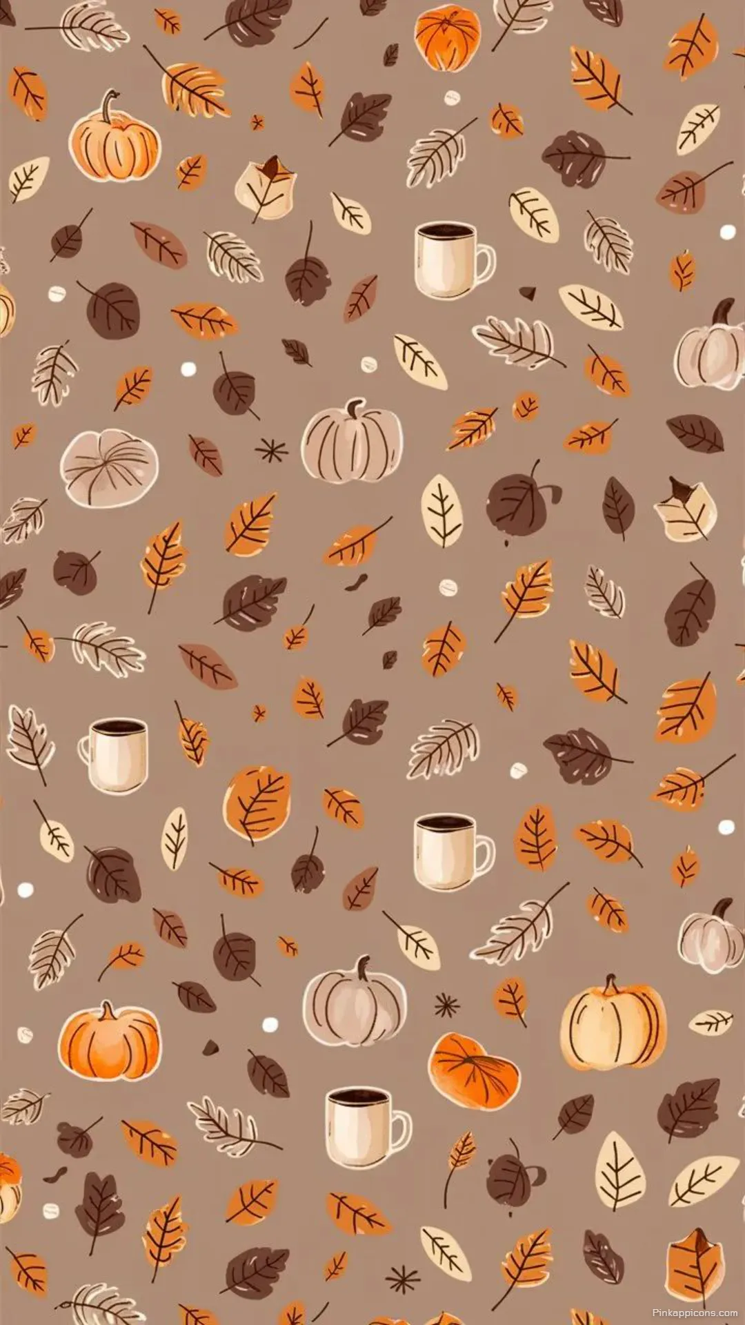 Warm Inviting Autumn Wallpaper Adorable Pattern of Pumpkins Leaves and Latte Mugs for Mobile Warm & Inviting Autumn Wallpaper Adorable Pattern of Pumpkins, Leaves, and Latte Mugs for Mobile